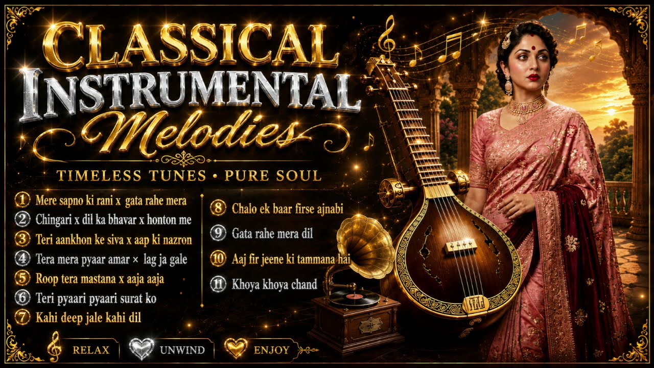 Golden Hits Hindi Songs | Relaxing Mandolin, Flute \u0026 Saxophone | Old Bollywood Instrumental
