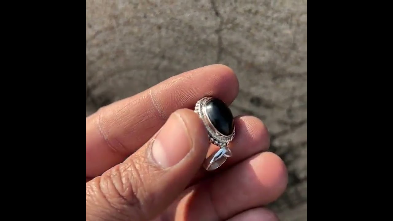 Natural Black Onyx Pendant  925 Sterling 