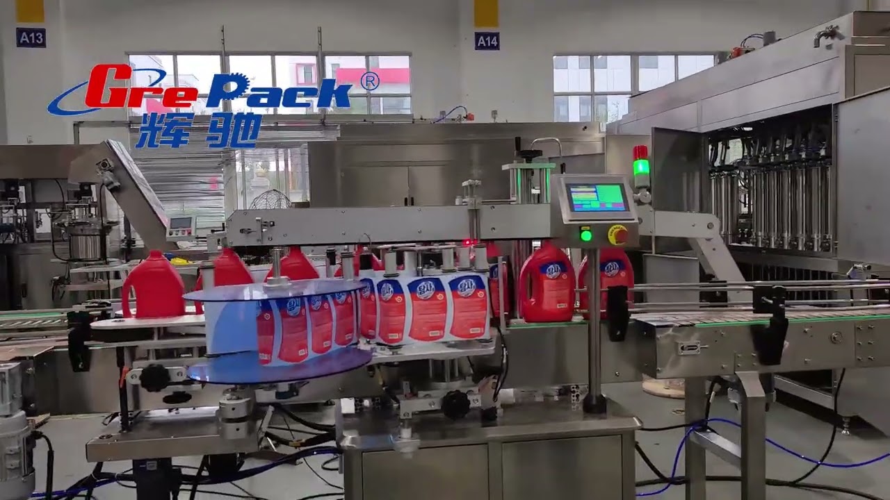 Double-sided labeling machine for square and round bottles of daily chemical products