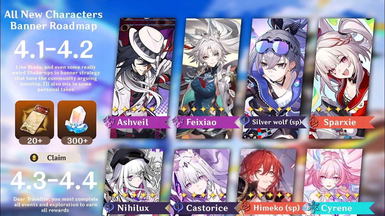 RECENT UPDATE!! DETAILED 4.1 TO 4.4 BANNER ROADMAP! Evanescia, Feixiao, Blade | Honkai Star Rail