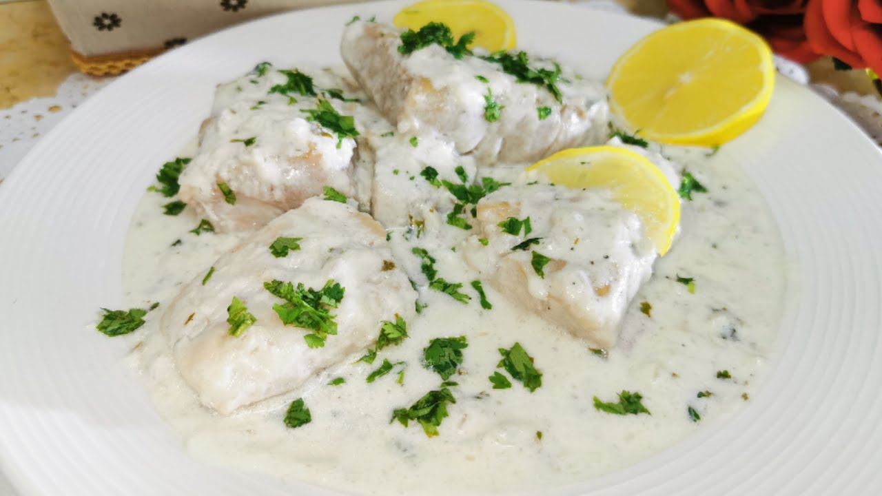 سمك فيليه🦈 بالكريمة البيضاء والليمون🍋 لذيذ جداا