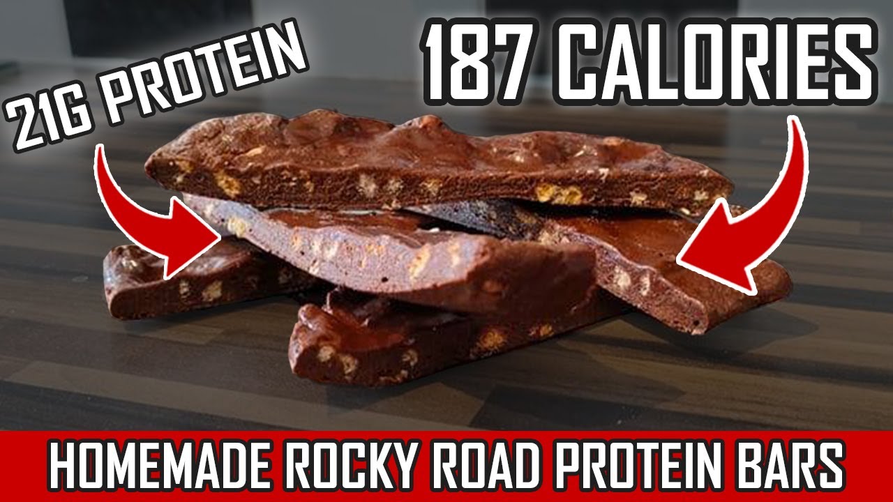 Quick & Easy Homemade Rocky Road Protein Bars (21g PROTEIN) Cheap LOW CALORIE Anabolic Recipe