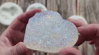 #2353 Stunning Iridescent Resin 'Druzy Crystal' Heart