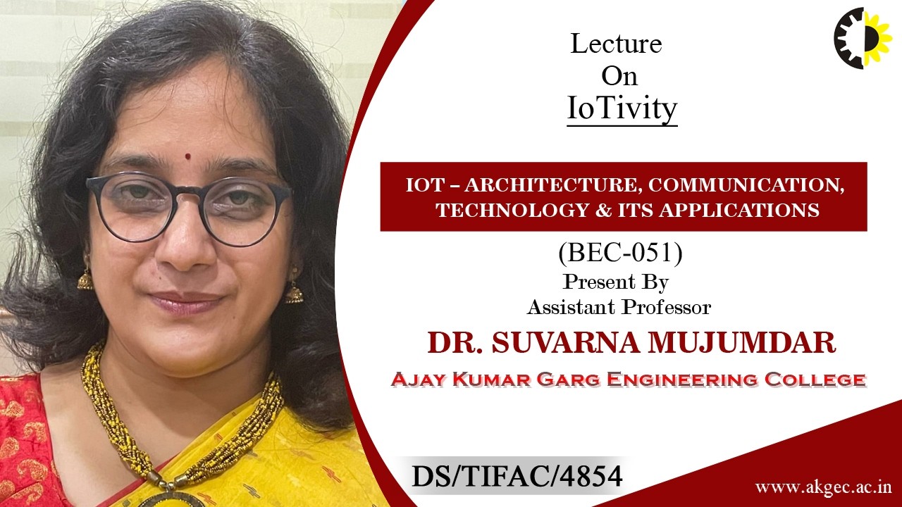 IOTIVITY | IOT – ARCHITECTURE, COMM, TECH & ITS APP | LECTURE 02 BY MS. SUVARNA MUJUMDAR | AKGEC