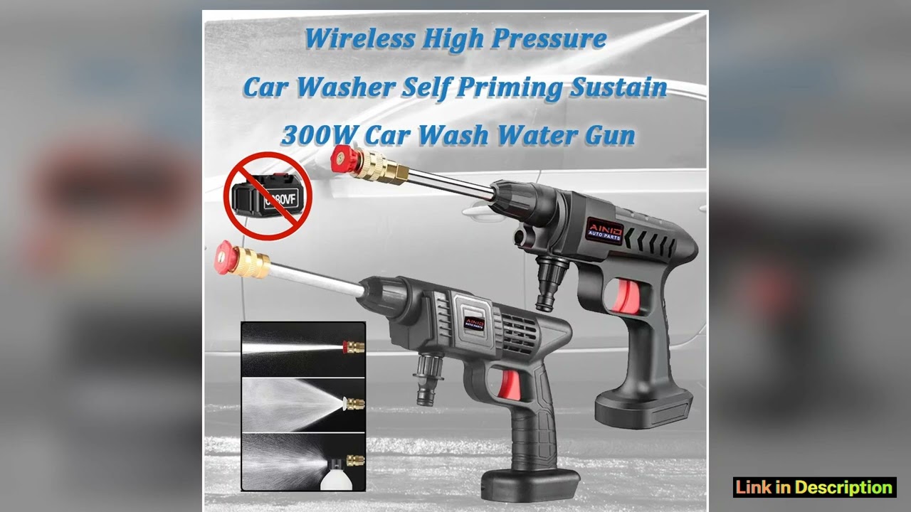 60BAR Wireless High Pressure Car Wash Water Gun Car Washer Self Priming Sustain 300W For Auto Home