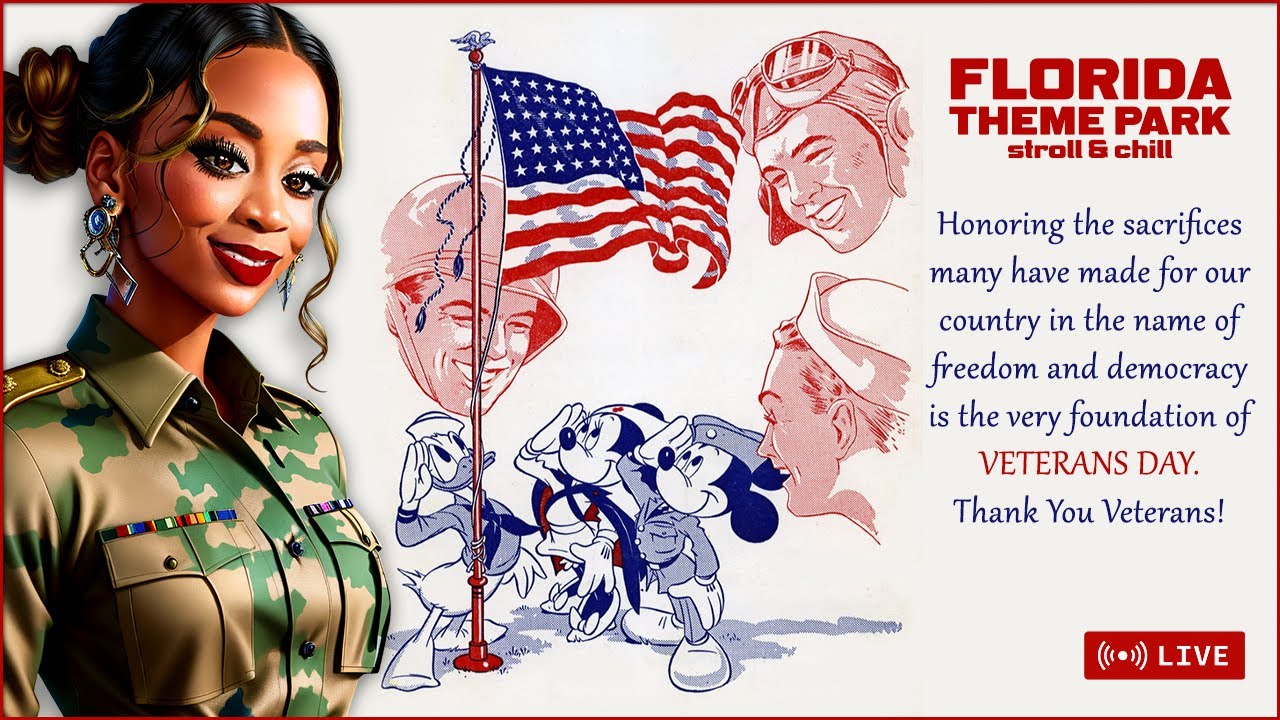 🔴LIVE! Veterans Day @ Magic Kingdom! | FLAG RETREAT | Stroll and Chill Livestream |Disney World 2024
