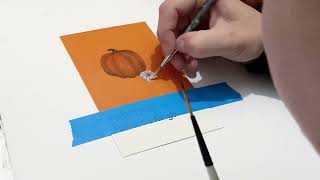 100 Pantone Postcards, First time using Gouache + Pumpkin painting
