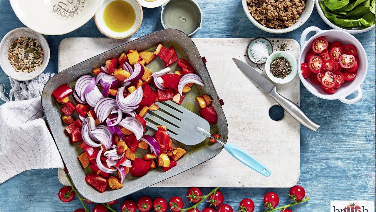 Warm Roasted Veg Salad with British Cherry Tomatoes Recipe | British Tomato Growers