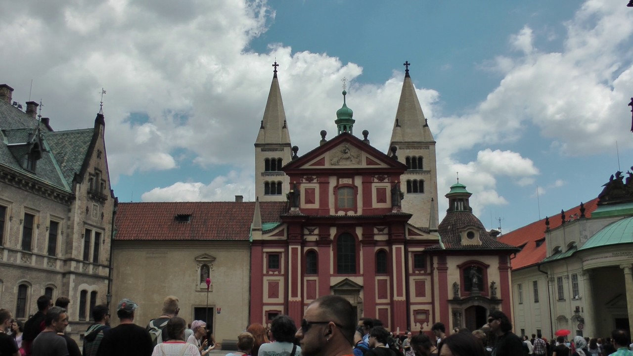 outside view of St. George's Basilica Romanesque Church in Prague Castle in Prague, CZ