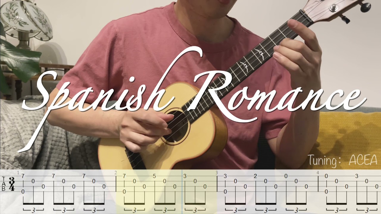 Spanish Romance/Romance de Amor Ukulele Fingerstyle Tutorial TABS YouTube
