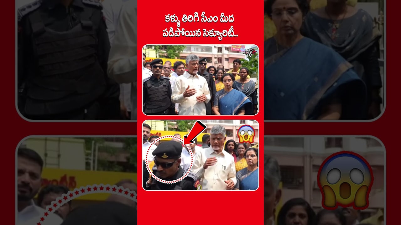 కళ్ళు తిరిగి సీఎం మీద పడిపోయిన సెక్యూరిటీ. | Chandrababu | Wild Wolf Digital