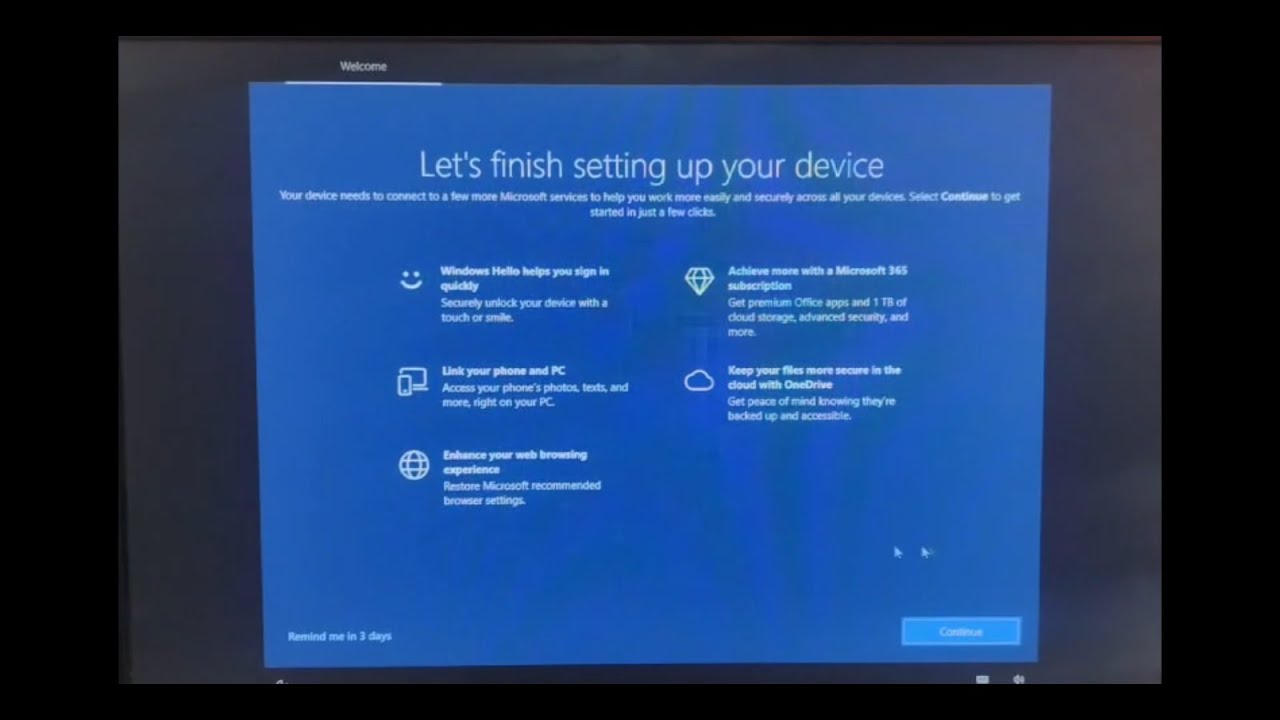Let's finish setting up your device | Window 10 update and shutdown ...