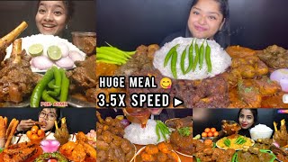 Very Hungry Indian Female Mukbangers Huge Meal Speed Eating Tasty Table