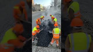 Massive pothole Watch this road get a serious repair! #viralvideo #viralshorts