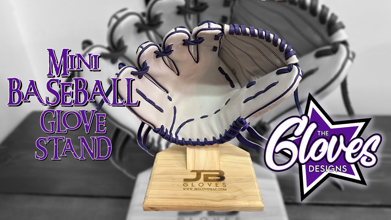 MINI wooden baseball glove stand SHOWCASE YOUR Gloves GloveMajik