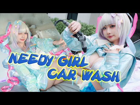 Needy Girl KawaiiAngel-Chan Plays With Slime, then Washes Her Itasha Cayman GT4 to Get Fully Soaked!