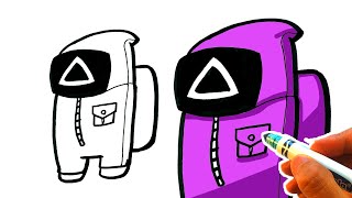EASY How to Draw AMONG US SQUID GAME