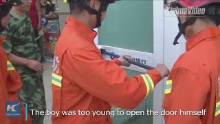 Rescued! 3-year-old trapped in ATM booth in China, saved by firemen