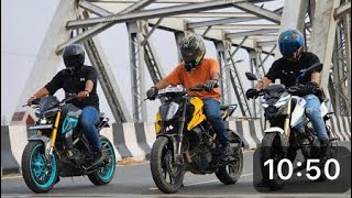 2024 Pulsar N250 Vs Duke 200 Vs Mt15 Race | Comparison #dragrace #race #ns400z Indianautoreview