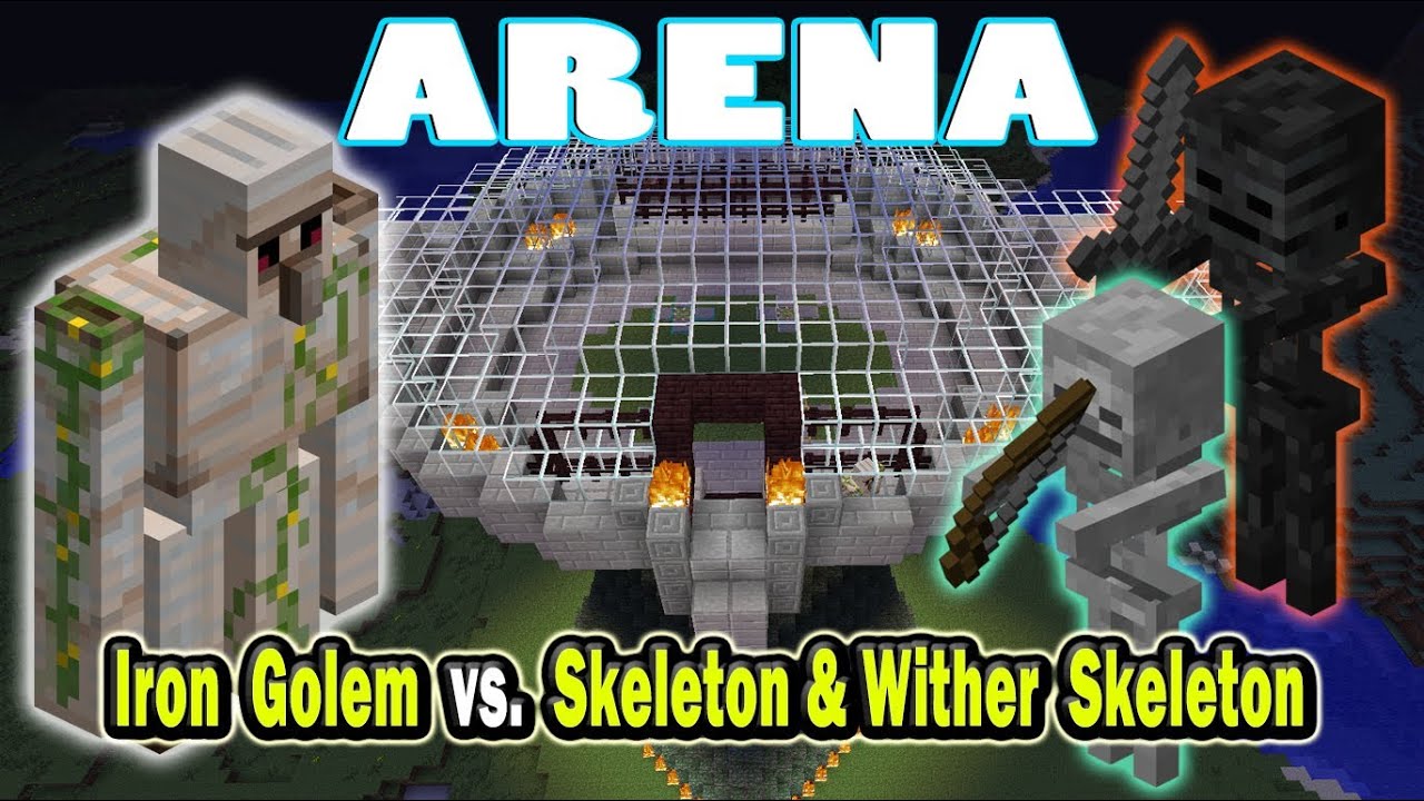 Minecraft Arena Battle Iron Golem vs. Skeleton & Wither 