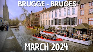 Brugge 🥰 City tour Spring 2024 🚶 Walking in Bruges historic city centre - 4K video