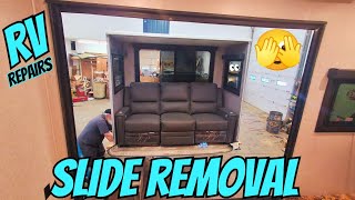 Rotted floor REPAIR on travel trailer with slide - RV Repairs with Hartleys RV