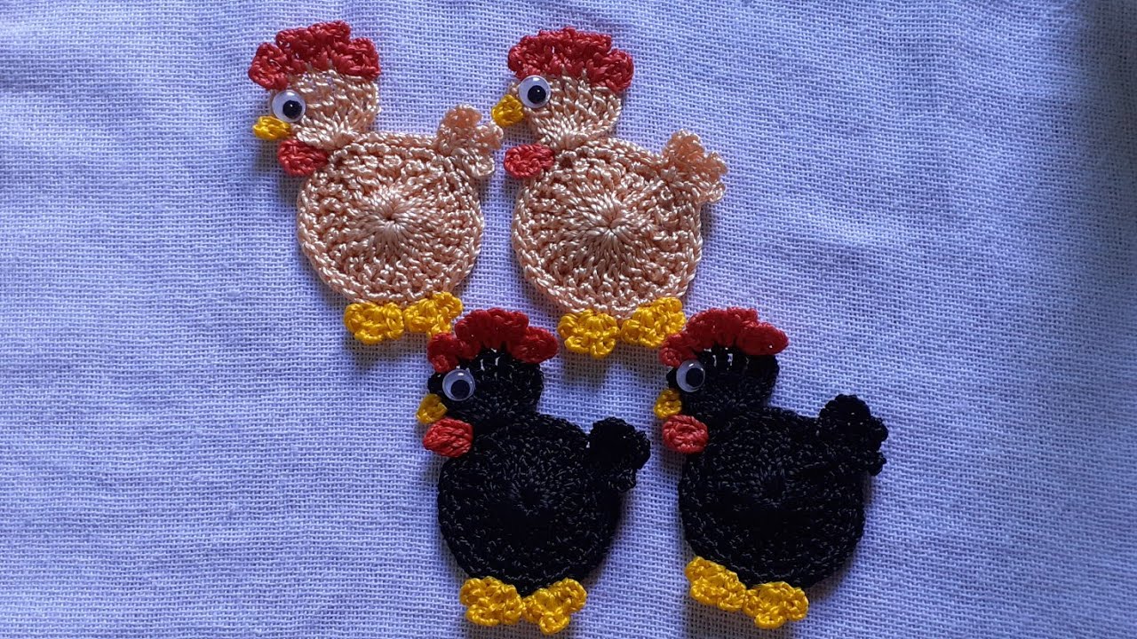 Galinha de crochê imã de geladeira ou para aplicação (veja o passo a passo)