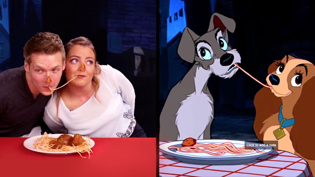Strangers Attempt The Lady And The Tramp Spaghetti Kiss Let S Talk Disney By Oh My Disney