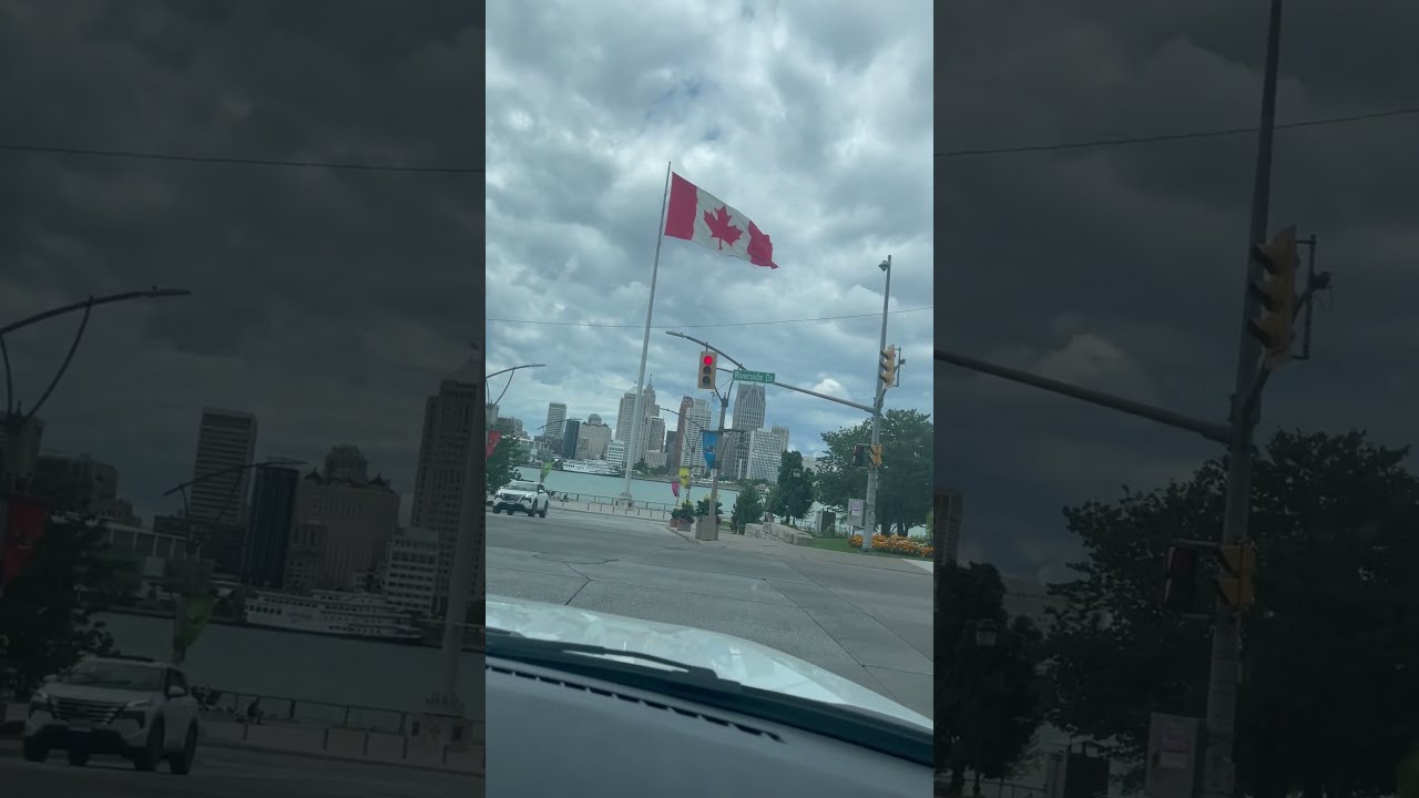 Canada 🇨🇦 Border opposite Detroit, Michigan on the Detroit River, along the Windsor Ontario,