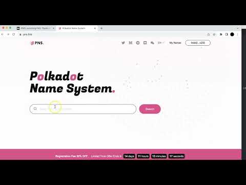 Tutorial on PNS (Polkadot Name System) - get 50% early bird and also NFT