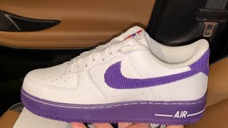 Nike Air Force 1 07 LV8 EMB White Court Purple Shoes - YouTube