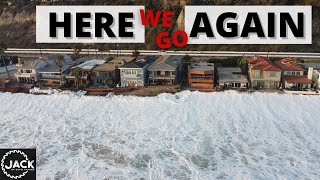 Powerful Waves Crash against Beach Houses and Destroy Parking Lot | Raw Footage