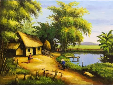 kỹ thuật vẽ tranh phong cảnh đồng quê sơn dầu / acrylic
