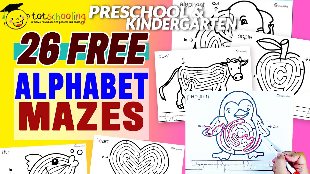 Alphabet Mazes Tracing Letters Learn To Write Abcs Free Printables By Totschooling Youtube