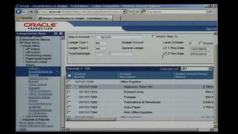 Finance General Ledger Inquiry