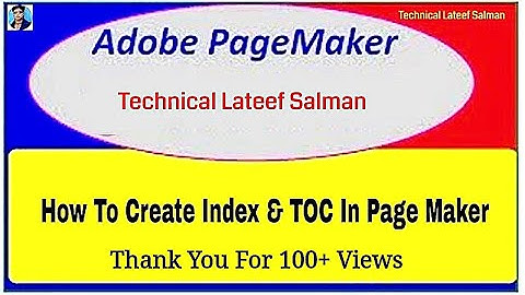 How To Create Index & TOC In Page Maker