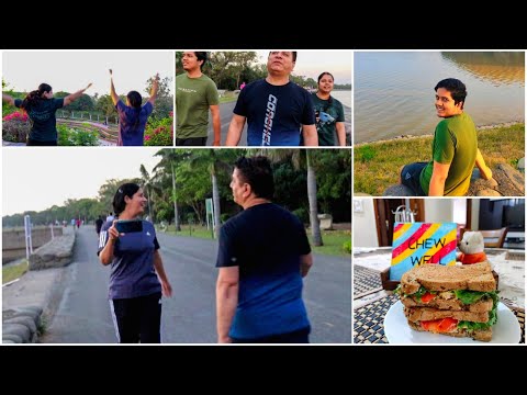 A Morning Walk With Family||High Protein Vegetarian Sandwich||Healthy Day Vlog