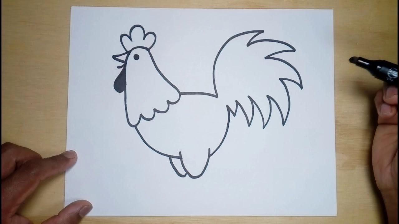 Learn to draw an easy rooster 