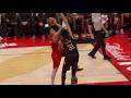 Scottie Barnes spins around James Harden, finishes with the poster dunk on Allen, blocks Harden