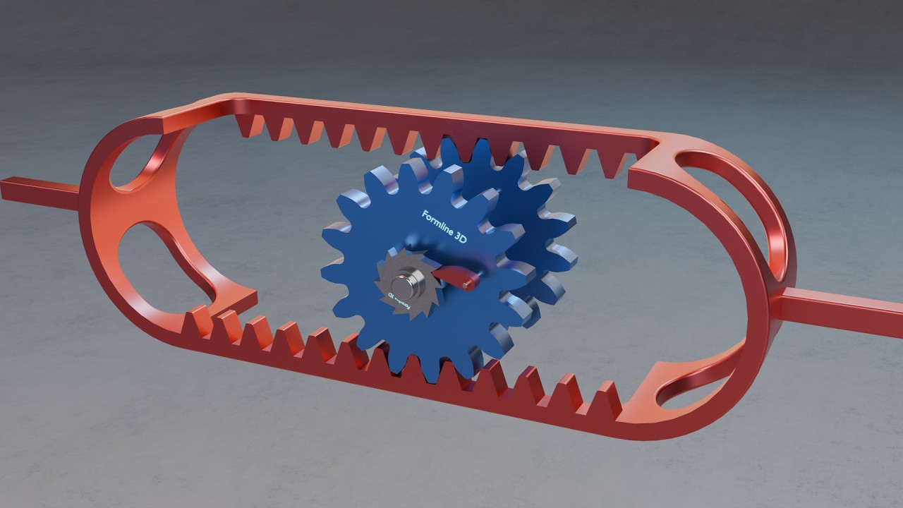 #116 Double Rack & Ratchet Pinion Crank Substitute – 507 Mechanical Movements 3D Animation