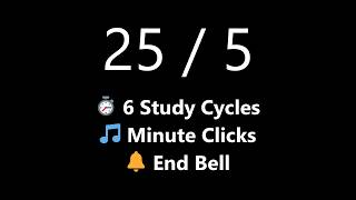3 Hour Pomodoro Study Marathon - 6-Cycle 25/5 (Silent Screen &amp; Chimes) | Mono Chrono