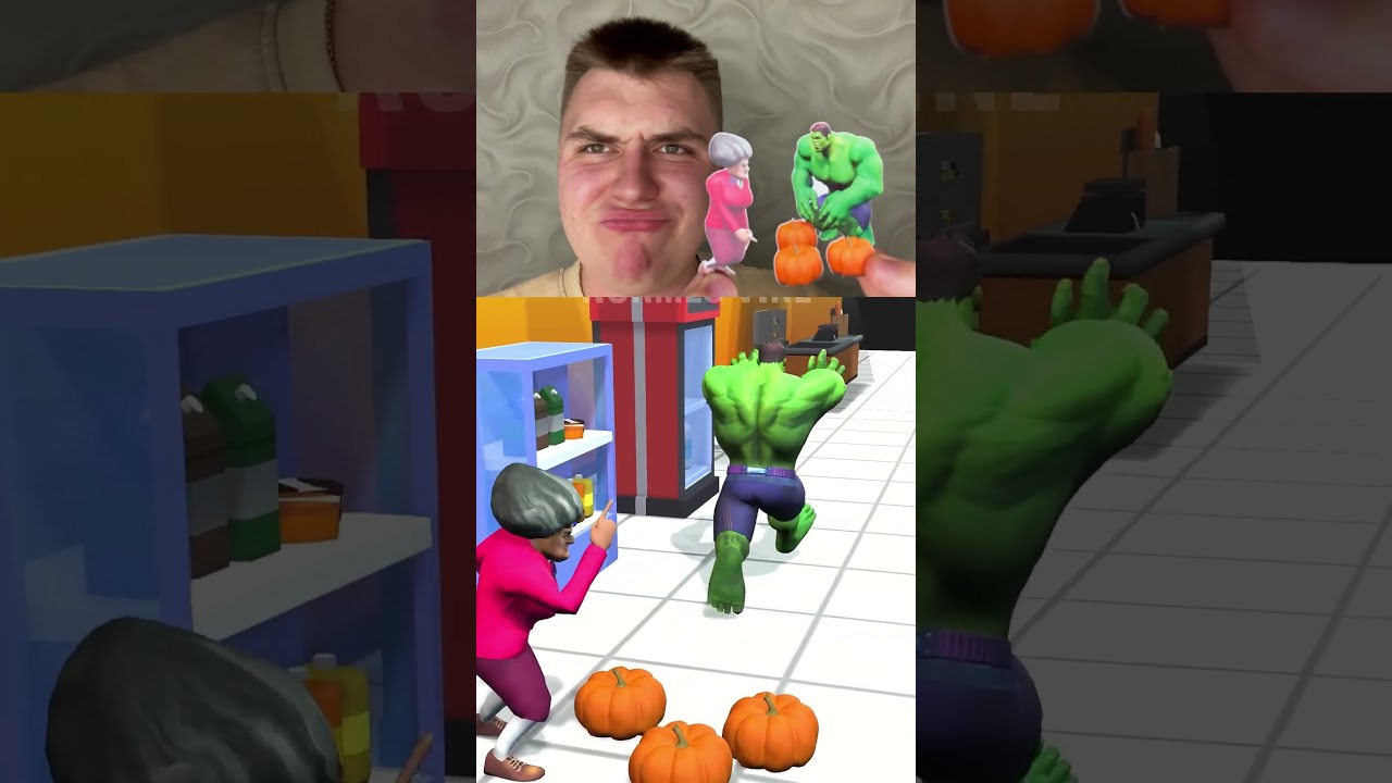 PINK BOX REACT Scary Teacher And Hulk Moment With Pumpkin 😁 #hulk #funny #scaryteacher3d
