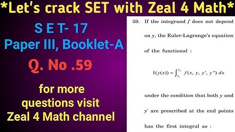 MH SET- 17 Mathematical science, Euler - Poisson Equation(calculus of variation)