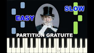 SLOW EASY piano tutorial "LA DONNA E MOBILE" from Rigoletto Opera, Verdi, free sheet music (pdf)