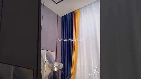 Rèm Cửa Chống Nắng 2 Tông Màu Xanh Vàng | Rèm Cửa Phối Màu