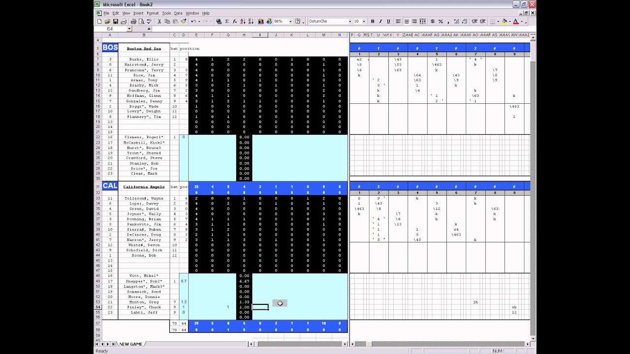 (PT4 of 8) Strat-O-Matic baseball EXCEL game player and stats.