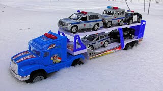 Amazing Police Cars on Snow Video Toy Car Play and Transportation