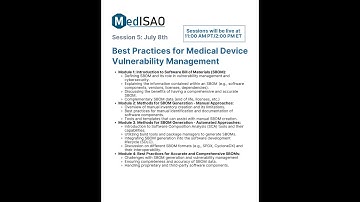 Series 5: Best Practices for Medical Device Vulnerability Management