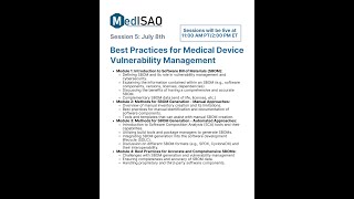 Series 5: Best Practices for Medical Device Vulnerability Management