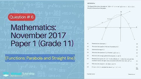 PARABOLA AND LINEAR FUNCTION | November 2017: Mathematics Paper 1 Question 6 (Grade 11)
